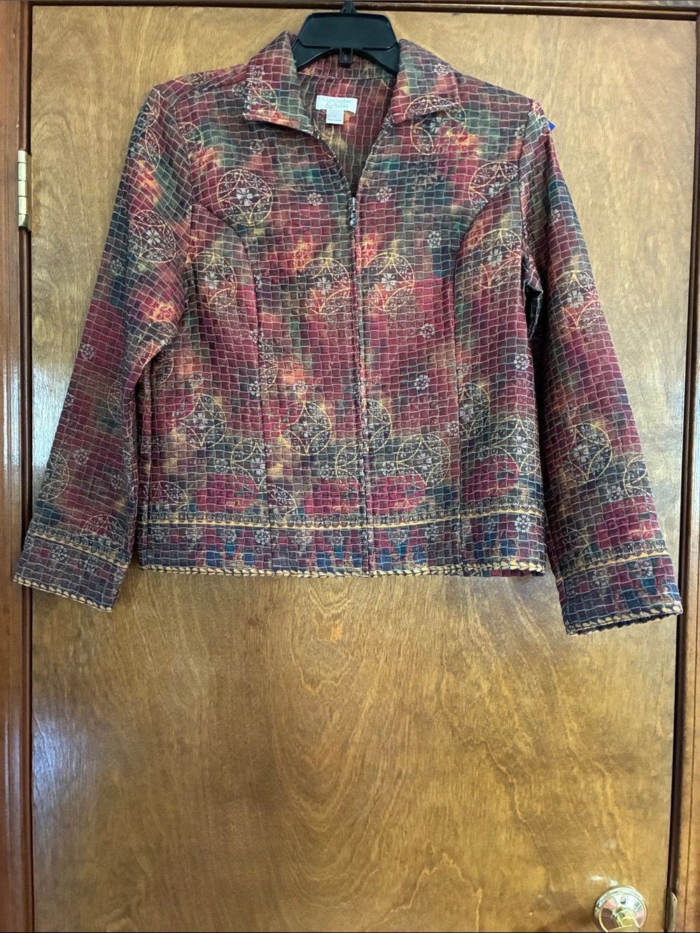 Christopher & Banks Multicolor Quilted-Effect Zipper Front Jacket Size Large